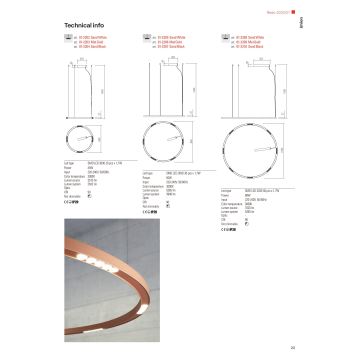 Redo 01-2204 - Lampadario LED a sospensione con filo UNION LED/34W/230V 3000K diametro 60 cm nero