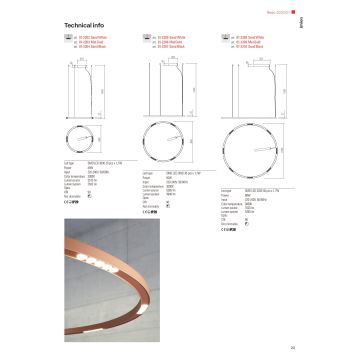 Redo 01-2206 - Lampadario LED a sospensione con filo UNION LED/50W/230V 3000K diametro 90 cm oro