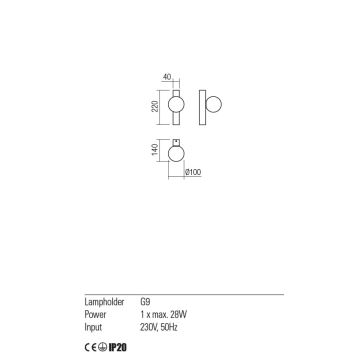 Redo 01-2372 - Applique GOJI 1xG9/28W/230V oro