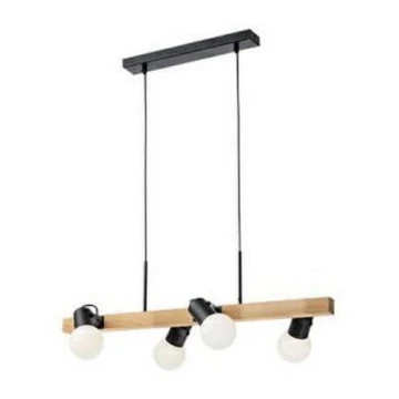 Redo 01-2418 - Lampadario a sospensione con filo TAFFI 4xE27/42W/230V nero/faggio