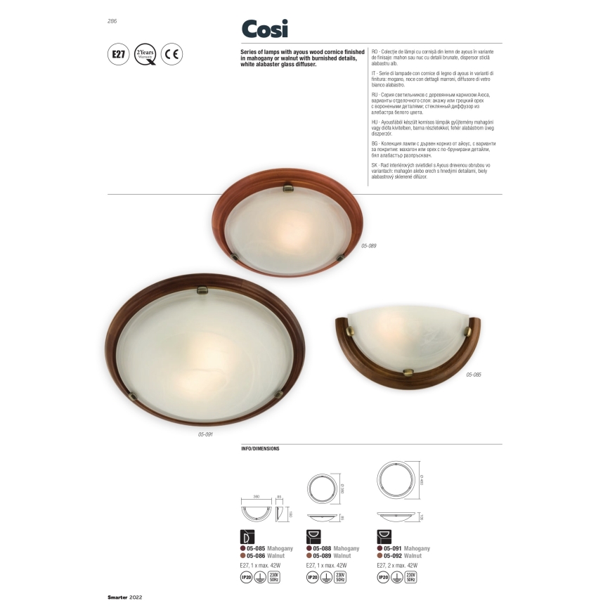 Redo 05-086 - Applique COSI 1xE27/42W/230V noce