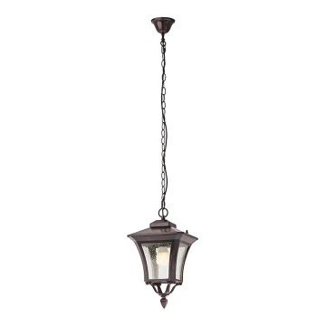 Redo 9670 - Lampadario da esterno a sospensione con catena DUBLIN 1xE27/70W/230V IP44 marrone