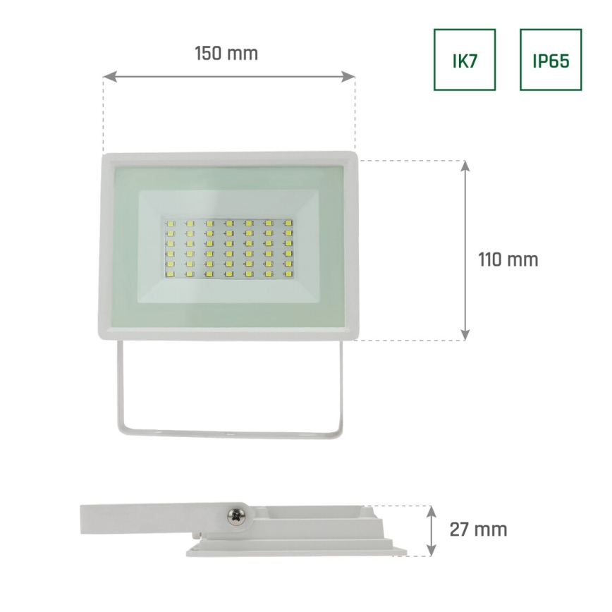Riflettore LED da esterno NOCTIS LUX 3 LED/30W/230V 3000K IP65 bianco