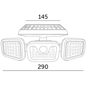 Riflettore LED solare con sensore LED/1,5W/3,7V 6000K IP44