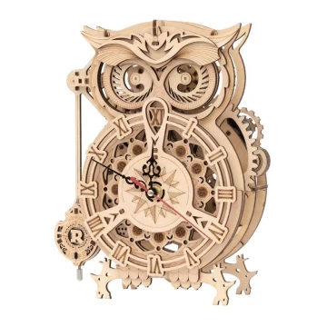 RoboTime - 3D puzzle meccanico in legno Orologio a gufo