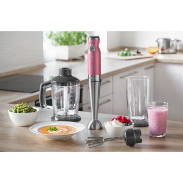 Sencor - Frullatore a immersione 4in1 1200W/230V acciaio inox/rosa