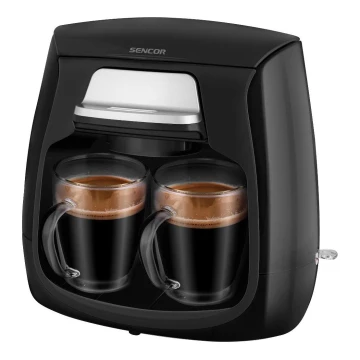 Sencor - Macchina da caffè con due tazze 500W/230V nero