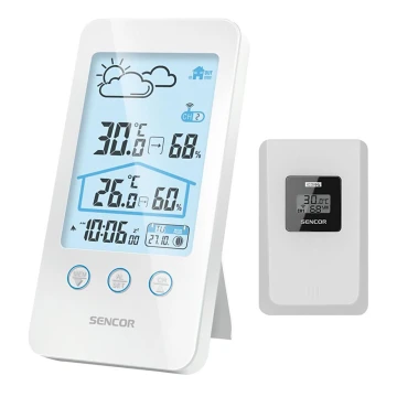 Sencor - Stazione meteorologica con display LCD 2xAAA bianco