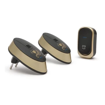 SET 2x Campanello con presa wireless 230V nero