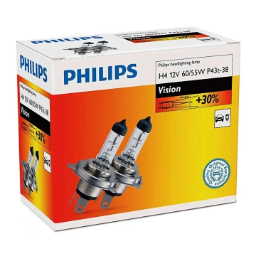 SET 2x Lampadina automobili Philips VISION 12342PRC2 H4 P43t-38/60W/55W/12V