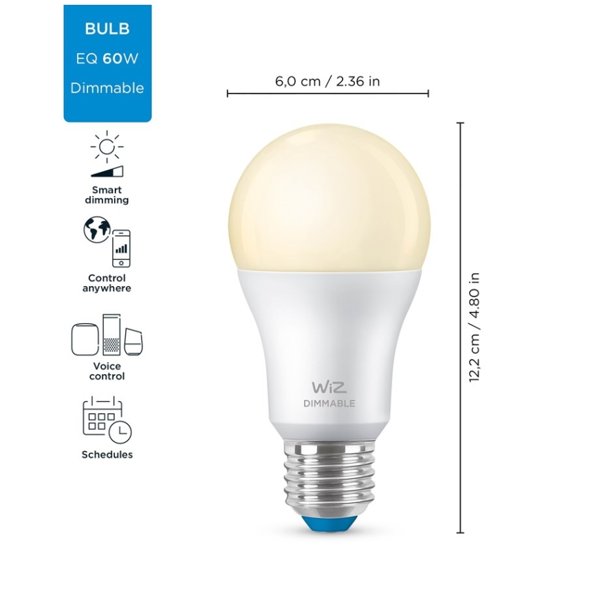 SET 2x Lampadina LED dimmerabile A60 E27/8W/230V 2700K CRI 90 Wi-Fi - WiZ