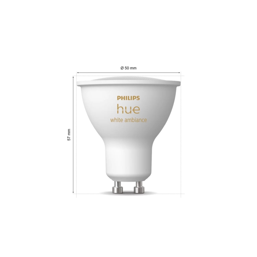 SET 2x Lampadina LED dimmerabile Philips Hue WHITE AMBIANCE GU10/4,2W/230V 2200-6500K