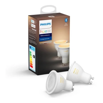 SET 2x Lampadina LED dimmerabile Philips Hue WHITE AMBIANCE GU10/5W/230V 2200-6500K