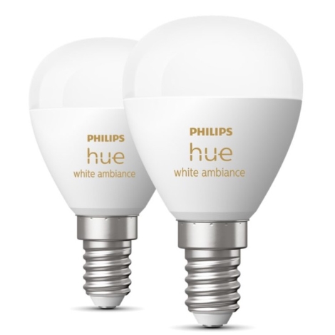 SET 2x Lampadina LED dimmerabile Philips Hue WHITE AMBIANCE P45  E14/5,1W/230V