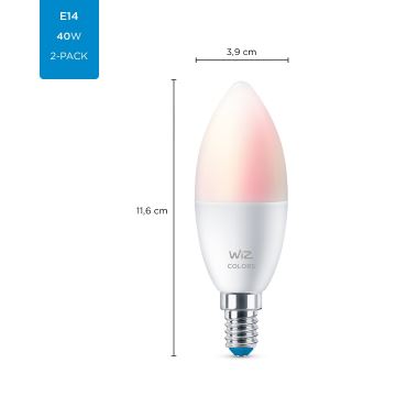 SET 2x Lampadina LED RGBW dimmerabile C37 E14/4,9W/230V 2200-6500K Wi-Fi - WiZ
