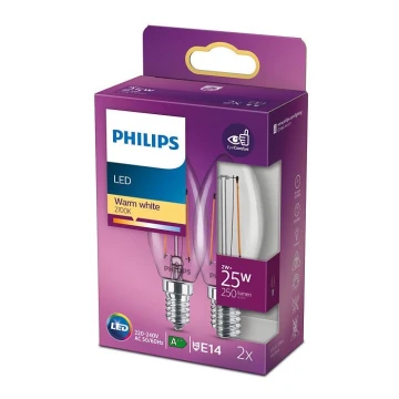 SET 2x Lampadina LED VINTAGE Philips E14/2W/230V 2700K