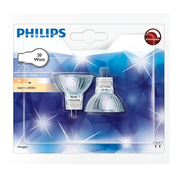 SET 2x Lampadine ad alte prestazioni Philips ALOGENA GU4/20W/12V 3000K