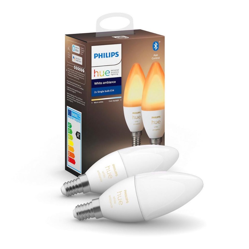 SET 2x Lampadine LED dimmerabile Philips Hue WHITE AMBIANCE B39 E14/4W/230V 2200K - 6500K