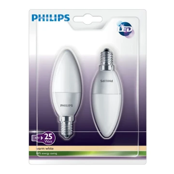 SET 2x LED candela Philips E14/4W/230V - CANDLE