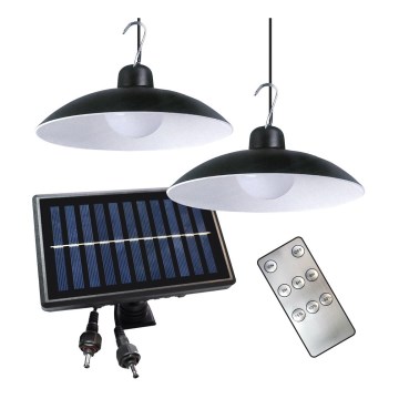 SET 2x LED Lampada solare a sospensione con sensore crepuscolare LED/6W/3,7V 2000 mAh IP44 + telecomando