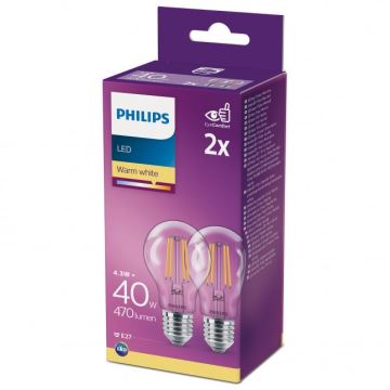 SET 2x LED Lampadina VINTAGE Philips A60 E27/4,3W/230V 2700K