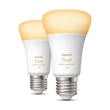 SET 2xLED Lampadina Dimmerabile Philips Hue WHITE AMBIANCE E27/6W/230V 2200-6500K