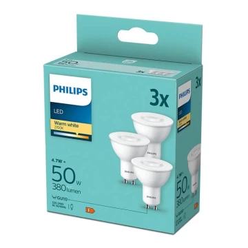 SET 3 lampadine LED Philips GU10/4,7W/230V 2700K