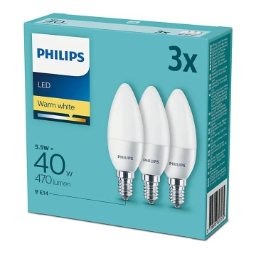 Set 3x Lampadina LED Philips E14/5,5W/230V 2700K