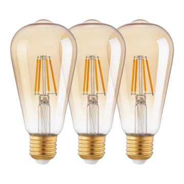 SET 3x Lampadina LED VINTAGE ST64 E27/4W/230V 2200K - Eglo 12851