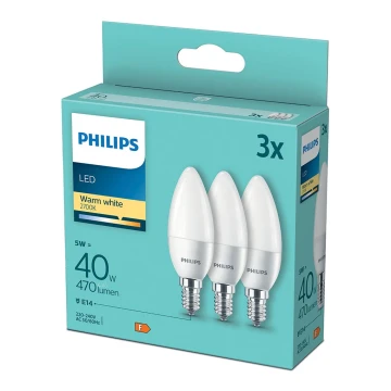 SET 3xLampadine LED Philips B35 E14/5W/230V 2700K