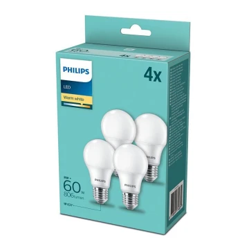 SET 4x Lampadina LED Philips E27/8W/230V 2700K