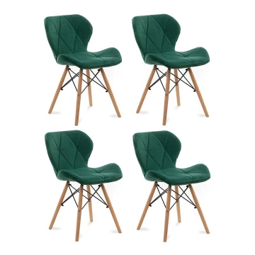 SET 4x Sedia da pranzo TRIGO 74x48 cm luce verde/faggio