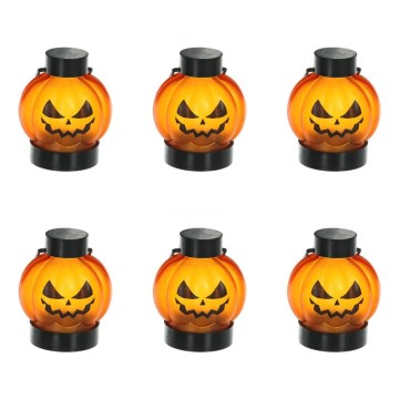 SET 6x LED Decorazione HALLOWEEN LED/1xCR2032/bianco caldo zucche