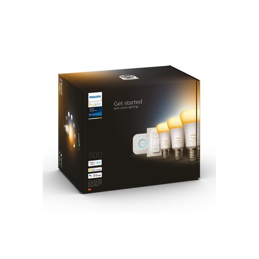 Set di base Philips Hue White Ambiance 3xE27/8W 2200-6500K + Dispositivo di interconnessione e telecomando