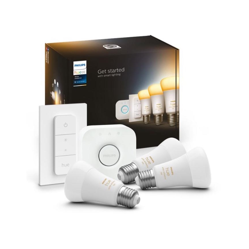 Set di base Philips Hue White Ambiance 3xE27/8W 2200-6500K + Dispositivo di interconnessione e telecomando