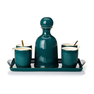 Set di tazzine in ceramica con caraffa e vassoio KENDI verde