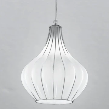 SIRU - Lampadario a sospensione con filo AURIGA 1xE14/40W/230V diametro 26 cm cromo/bianco Vetro veneziano