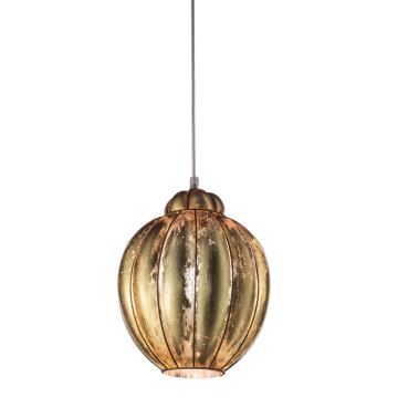 SIRU - Lampadario a sospensione con filo FOGLIA ORO 1xE27/60W/230V diametro 25 cm oro Vetro veneziano/oro