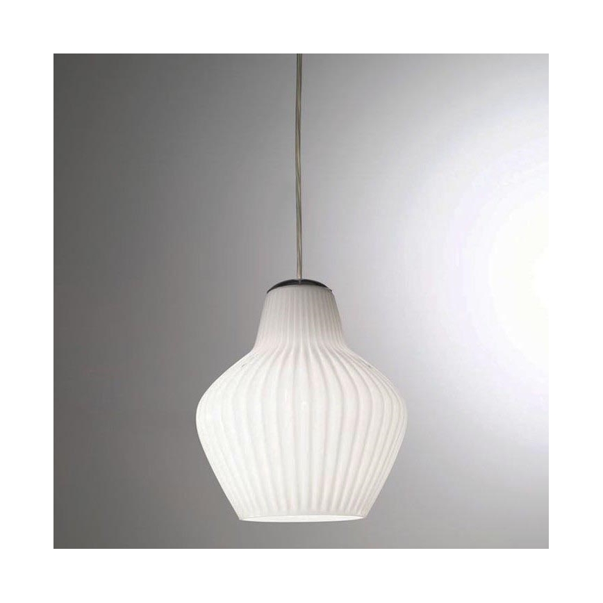 SIRU - Lampadario a sospensione con filo LONDON 1xE27/60W/230V bianco/cromo lucido Vetro veneziano