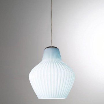 SIRU - Lampadario a sospensione con filo LONDON 1xE27/60W/230V blu/cromo lucido Vetro veneziano