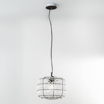 SIRU - Lampadario a sospensione con filo TERRA 1xE27/60W/230V nero/limpido Vetro veneziano