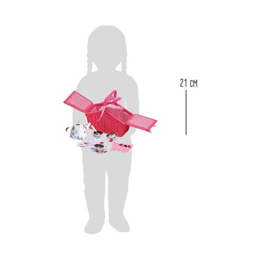 Small Foot - Cestino da picnic con stoviglie rosa