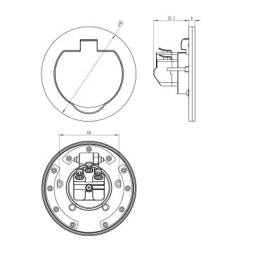 Presa a pavimento da incasso per esterni IP55 tondo