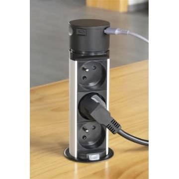 Colonna presa da tavolo 3x230V + 2xUSB nero