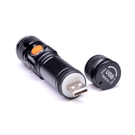 Melchioni 499048776 Torcia Ricaricabile LED 10W, Autonomia fino a 8 ore,  Ricaricabile anche con USB ed