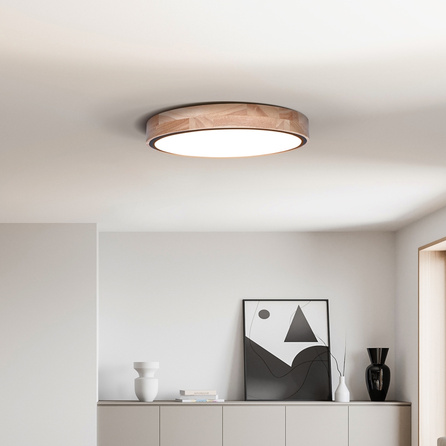 Plafoniera LED dimmerabile IRON OAK LED/48W/230V 3000-6500K quercia diametro 40 cm + telecomando