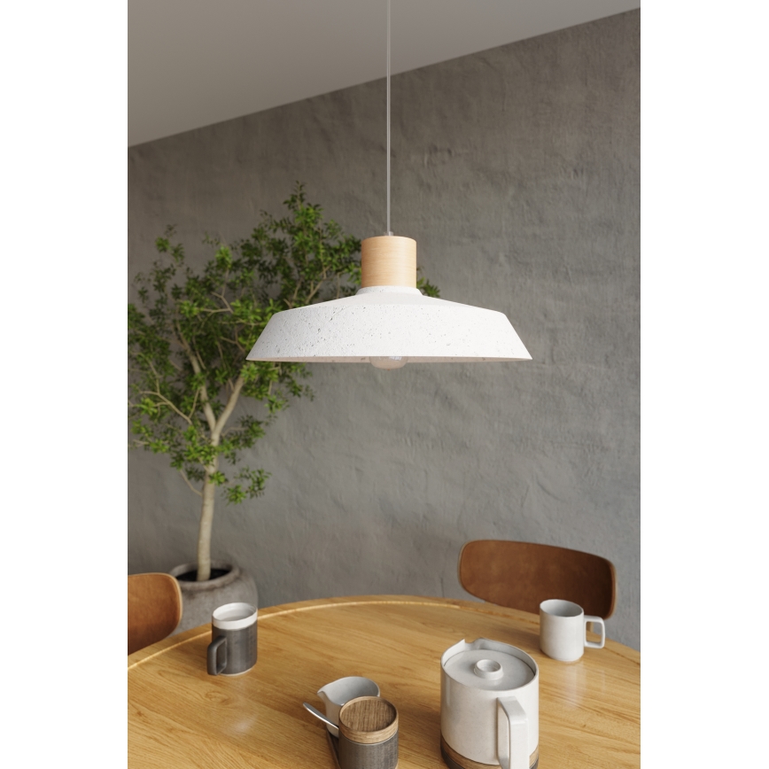 Sollux SL.0282 - Lampadario a sospensione con filo AFRA 1xE27/60W/230V bianco/legno naturale