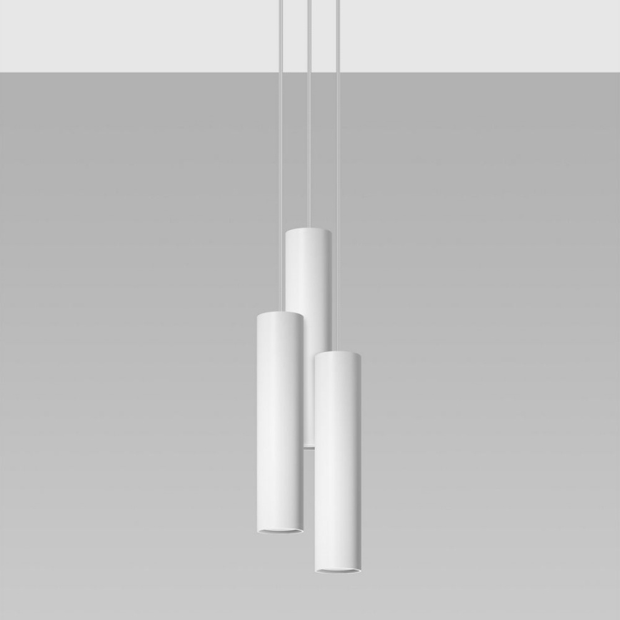 Lampadario su corda LAGOS 3xGU10/40W/230V bianco