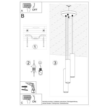 Lampadario su corda LAGOS 3xGU10/40W/230V bianco