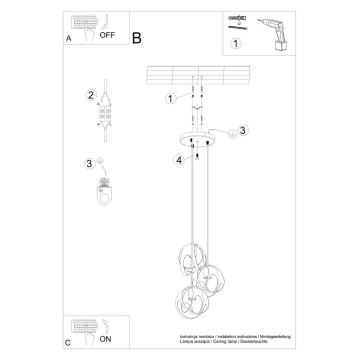 Lampadario su corda TULOS 3xE27/60W/230V nero